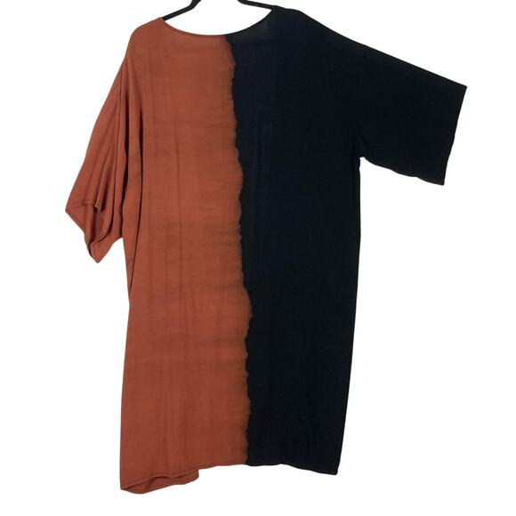 SOLI Cardigan Kimono Duster One-Size~M~L~XL Black Brown/Coral Colorblock Open - Picture 2 of 8